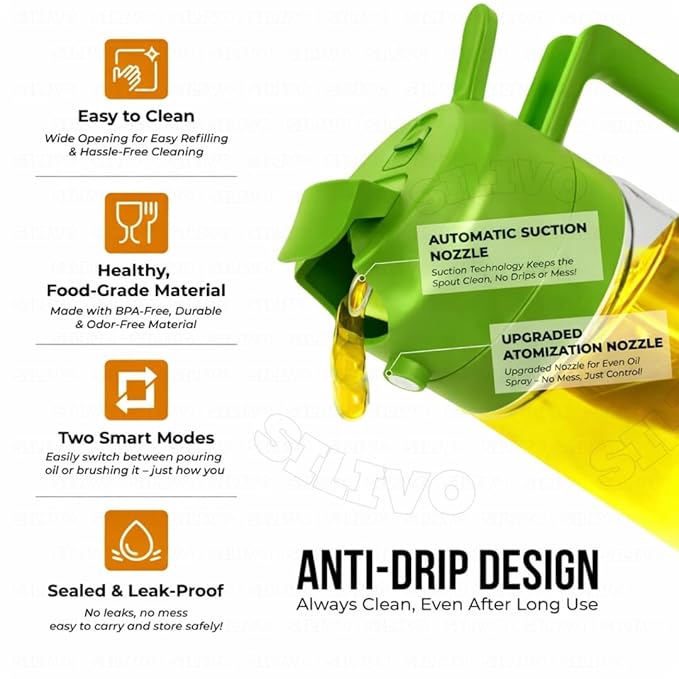 Oil Sprayer And Dispenser Bottle for Kitchen,2 in 1 Olive Oil Mist Sprayer and Oil Dispenser for Cooking,BBQ, Air Fryer, Salad, Frying, Baking(multicolor)