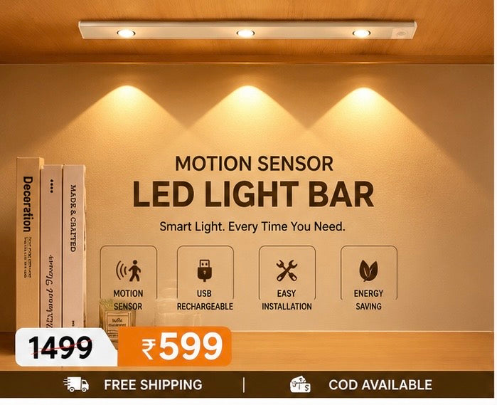 Motion Sensor LED Light Bar – USB Rechargeable Wireless Magnetic Night Light