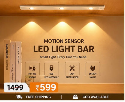Motion Sensor LED Light Bar – USB Rechargeable Wireless Magnetic Night Light