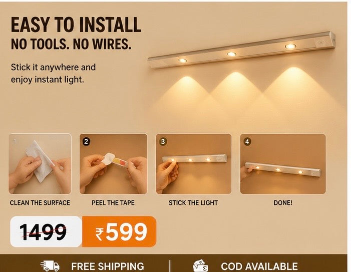 Motion Sensor LED Light Bar – USB Rechargeable Wireless Magnetic Night Light