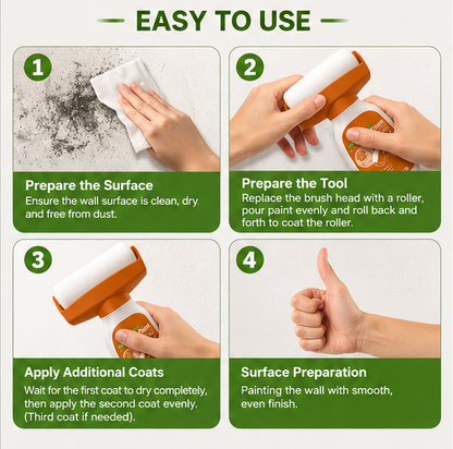 Wall Repair Paint Roller | 2-in-1 Crack Filler & White Paint Roller for Wall Repair, Stain Covering & DIY Home Improvement – 500g
