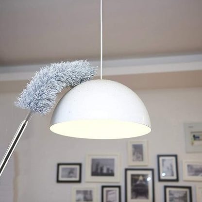 Microfiber Feather Duster Bendable & Extendable Fan Cleaning Duster with 100 inches Expandable Pole Handle Washable Duster for High Ceiling Fans, Window Blinds, Furniture (Grey)