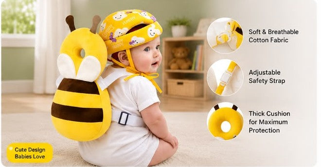 Baby Safety Helmet & Back Protector Combo | Anti-Fall Head Protection Backpack for Crawling & Walking Babies (6–18 Months)
