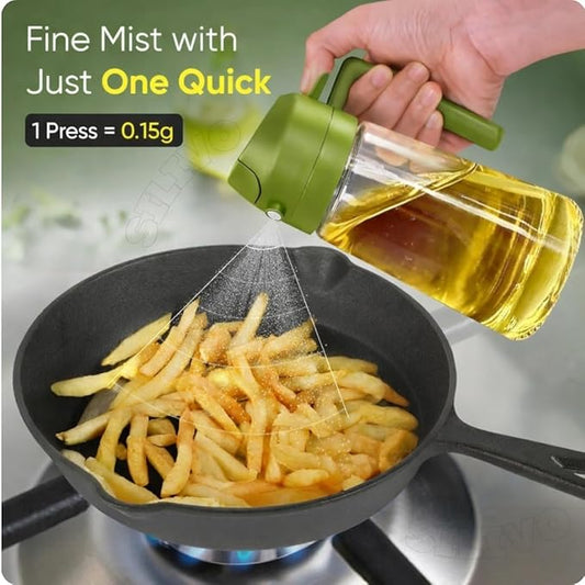 Oil Sprayer And Dispenser Bottle for Kitchen,2 in 1 Olive Oil Mist Sprayer and Oil Dispenser for Cooking,BBQ, Air Fryer, Salad, Frying, Baking(multicolor)