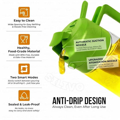 Oil Sprayer And Dispenser Bottle for Kitchen,2 in 1 Olive Oil Mist Sprayer and Oil Dispenser for Cooking,BBQ, Air Fryer, Salad, Frying, Baking(multicolor)