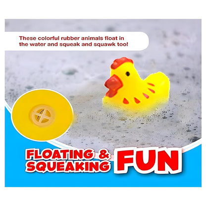 Plastic Bath Toy Set of 12 Pcs Chu Chu Colorful Animal Shape Toy for New Born Babies, Fun Bathtime Buddies for Toddlers (Pack of 12, Multicolor)