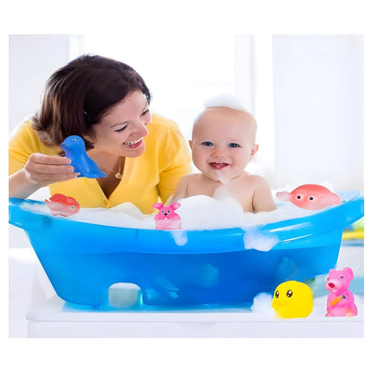 Plastic Bath Toy Set of 12 Pcs Chu Chu Colorful Animal Shape Toy for New Born Babies, Fun Bathtime Buddies for Toddlers (Pack of 12, Multicolor)