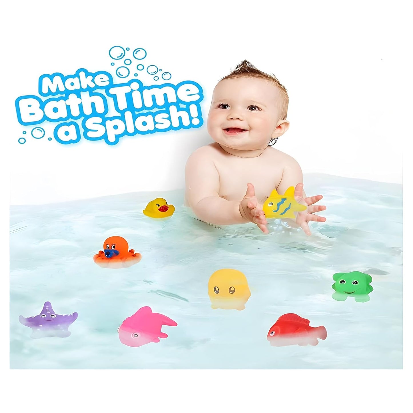 Plastic Bath Toy Set of 12 Pcs Chu Chu Colorful Animal Shape Toy for New Born Babies, Fun Bathtime Buddies for Toddlers (Pack of 12, Multicolor)