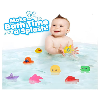 Plastic Bath Toy Set of 12 Pcs Chu Chu Colorful Animal Shape Toy for New Born Babies, Fun Bathtime Buddies for Toddlers (Pack of 12, Multicolor)