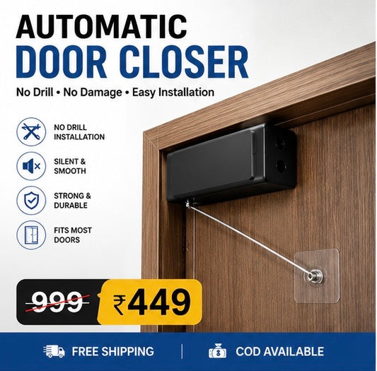 Automatic Door Closer – No Drill Self Closing Door Closer for Home & Office
