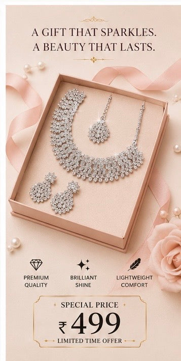 Rhodium Plated Jewellery Set White Austrian Diamond