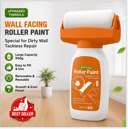 Wall Repair Paint Roller | 2-in-1 Crack Filler & White Paint Roller for Wall Repair, Stain Covering & DIY Home Improvement – 500g