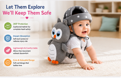 Baby Safety Helmet & Back Protector Combo | Anti-Fall Head Protection Backpack for Crawling & Walking Babies (6–18 Months)