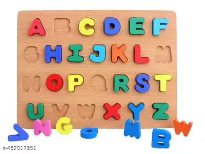 Wooden Alphabet Puzzle Toys, ABC Letter & Number Puzzle for Toddlers 18+ Months Old, Preschool Learning Toys for Kids, Educational Name Puzzle Gift for Boys and Girls (Alphabet Puzzle)